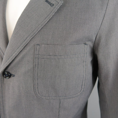 BURBERRY LONDON 40 Grey Nailhead Cotton Notch Lapel Patch Pocket Jacket