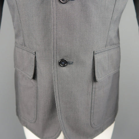 BURBERRY LONDON 40 Grey Nailhead Cotton Notch Lapel Patch Pocket Jacket BURBERRY LONDON