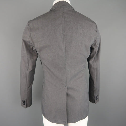 BURBERRY LONDON 40 Grey Nailhead Cotton Notch Lapel Patch Pocket Jacket BURBERRY LONDON
