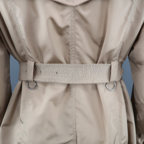 BURBERRY LONDON Chest Size L Khaki Solid Nylon Belted Trenchcoat