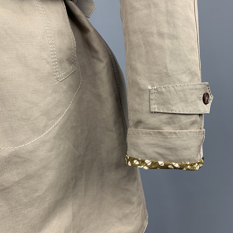 BURBERRY PRORSUM Spring 2012 Size 36 Khaki Cotton / Linen Belted Trenchcoat