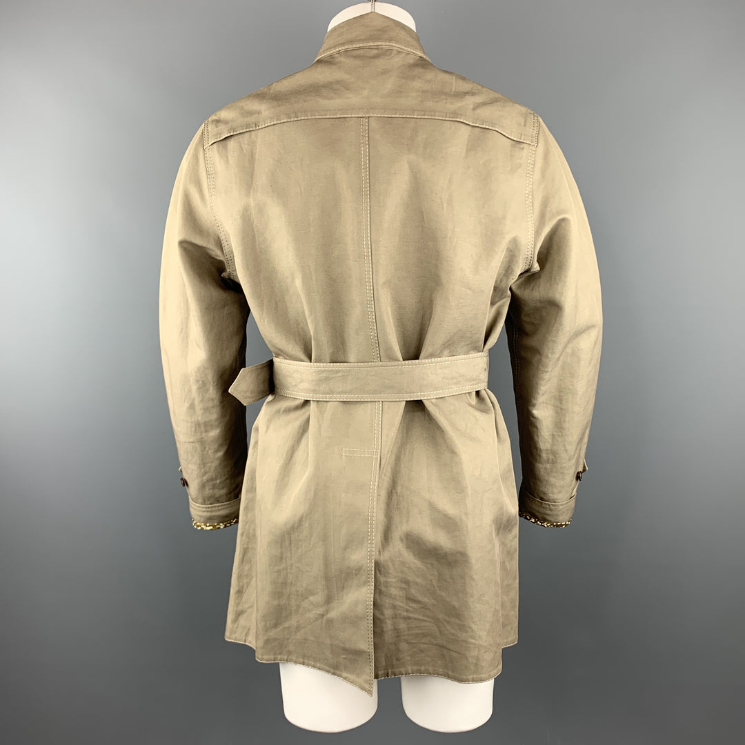 BURBERRY PRORSUM Spring 2012 Size 36 Khaki Cotton / Linen Belted Trenchcoat