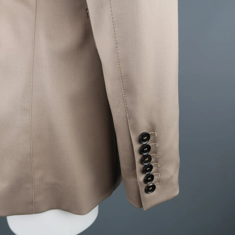 BURBERRY PRORSUM Size 6 Beige Virgin Stretch Wool Notch Lapel Blazer BURBERRY PRORSUM