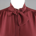 BURBERRY PRORSUM Size 6 Burgundy Silk Bow Collar Blouse BURBERRY PRORSUM