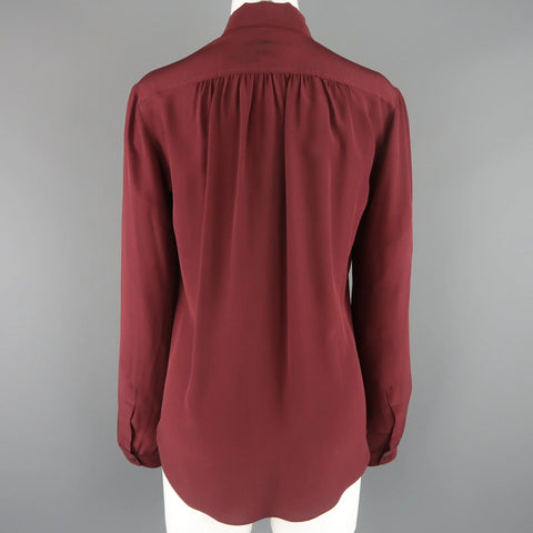 BURBERRY PRORSUM Size 6 Burgundy Silk Bow Collar Blouse BURBERRY PRORSUM