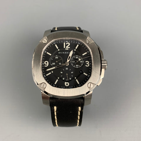 BURBERRY The Britain 47mm Black & Silver Stainless Steel BBY1100 Chronograph Watch