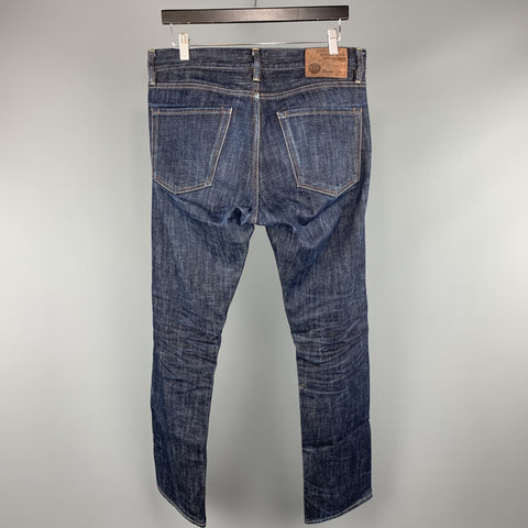 C.O.F. STUDIO 32 x 30 Indigo Contrast Stitch Selvedge Denim Button Fly Jeans