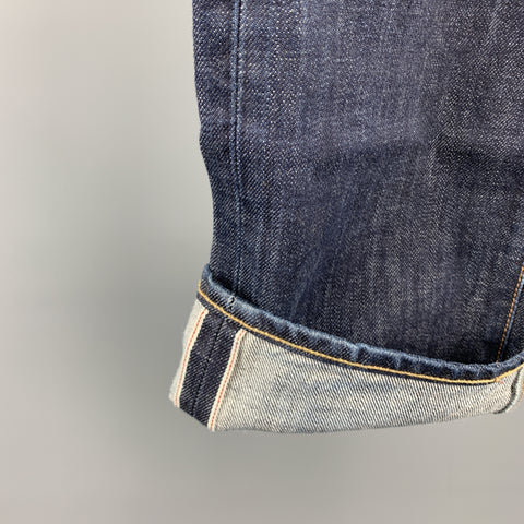 C.O.F. STUDIO 32 x 30 Indigo Contrast Stitch Selvedge Denim Button Fly Jeans