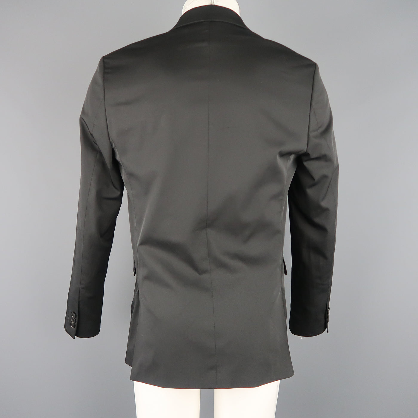 CALVIN KLEIN 38 Regular Black Solid Twill Extreme Slim Fit Sport Coat