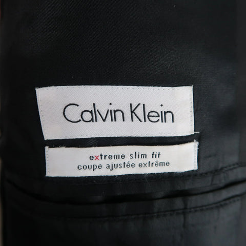 CALVIN KLEIN 38 Regular Black Solid Twill Extreme Slim Fit Sport Coat CALVIN KLEIN