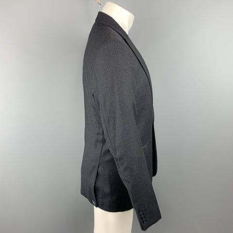 CALVIN KLEIN COLLECTION 38 Charcoal Glenplaid Wool Peak Lapel Sport Coat