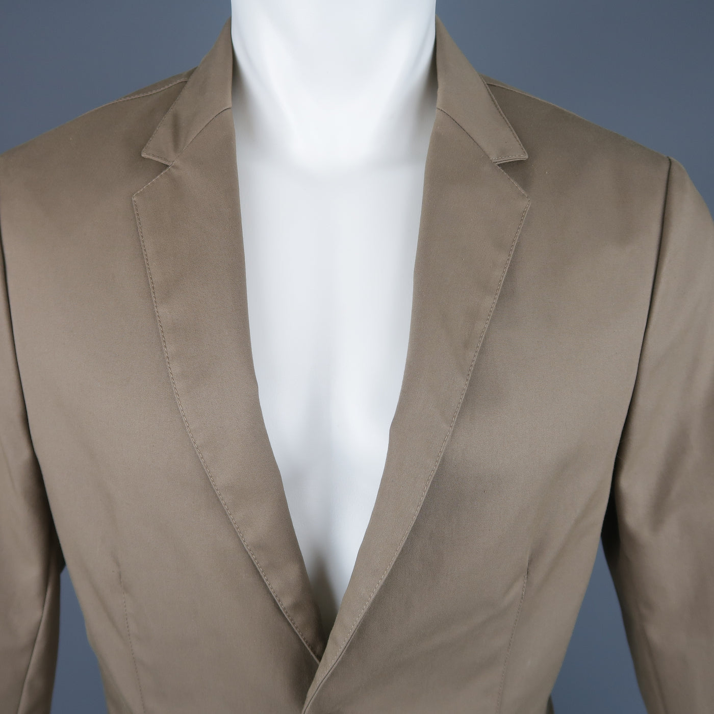CALVIN KLEIN COLLECTION 38 Taupe Cotton Blend Notch Lapel Sport Coat Jacket