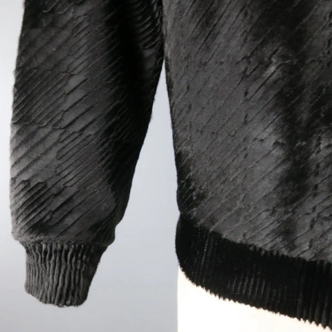 CALVIN KLEIN COLLECTION Size 38 Black Embossed Ponyhair Crewneck Pullover Sweater CALVIN KLEIN COLLECTION