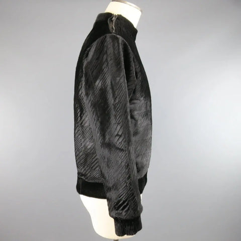 CALVIN KLEIN COLLECTION Size 38 Black Embossed Ponyhair Crewneck Pullover Sweater CALVIN KLEIN COLLECTION