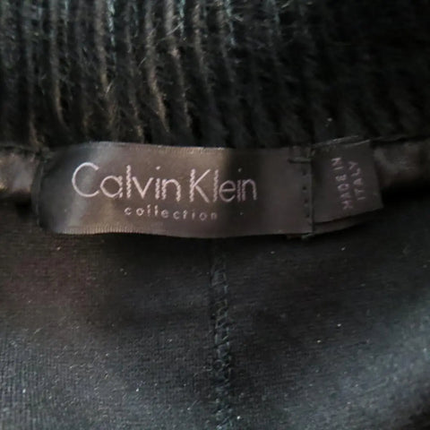 CALVIN KLEIN COLLECTION Size 38 Black Embossed Ponyhair Crewneck Pullover Sweater CALVIN KLEIN COLLECTION