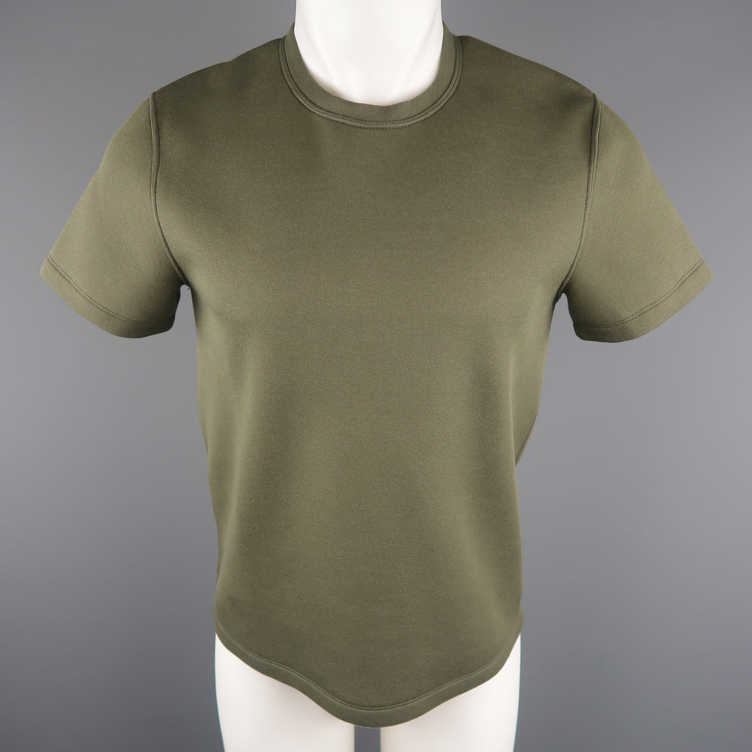 CALVIN KLEIN COLLECTION Size S Olive Solid Cotton Blend T-shirt