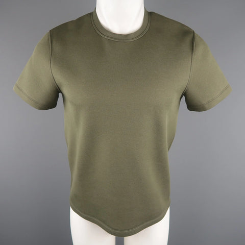 CALVIN KLEIN COLLECTION Size S Olive Solid Cotton Blend T-shirt CALVIN KLEIN COLLECTION