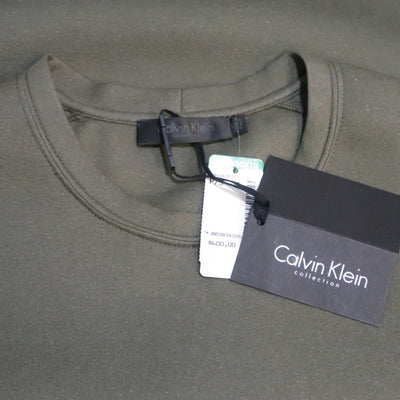CALVIN KLEIN COLLECTION Size S Olive Solid Cotton Blend T-shirt