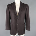 CANALI 42 Regular Black & Eggplant Houndstooth Wool / Cashmere / Silk Sport Coat CANALI