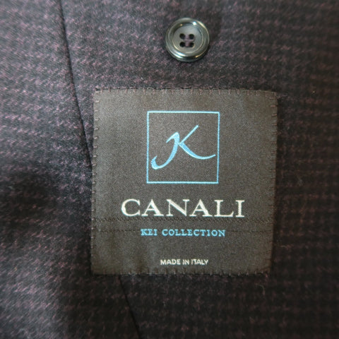 CANALI 42 Regular Black & Eggplant Houndstooth Wool / Cashmere / Silk Sport Coat CANALI