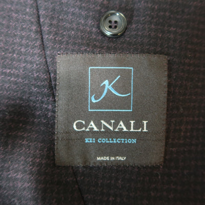 CANALI 42 Regular Black & Eggplant Houndstooth Wool / Cashmere / Silk Sport Coat