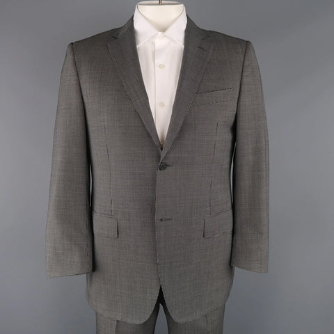 CANALI 42 Regular Black & White Nailhead Wool Single Breasted  Suit CANALI