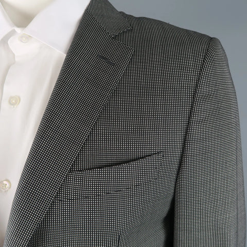 CANALI 42 Regular Black & White Nailhead Wool Single Breasted  Suit CANALI