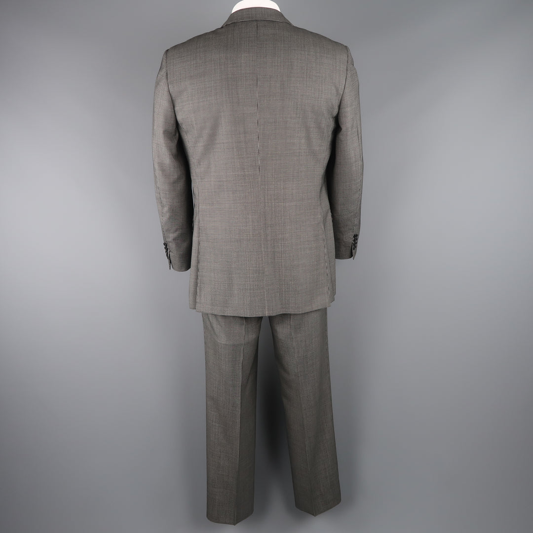 CANALI 42 Regular Black & White Nailhead Wool Single Breasted  Suit