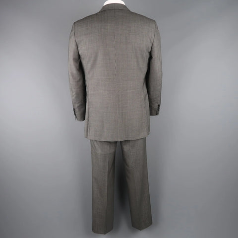 CANALI 42 Regular Black & White Nailhead Wool Single Breasted  Suit CANALI