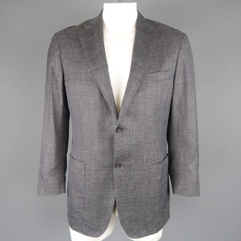 CANALI 42 Regular Gray Heather Wool / Silk / Linen Notch Lapel Sport Coat Jacket CANALI
