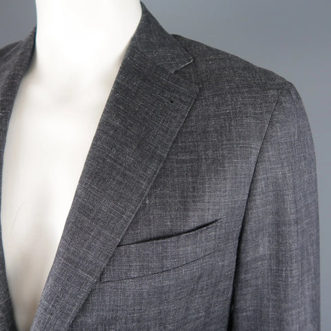 CANALI 42 Regular Gray Heather Wool / Silk / Linen Notch Lapel Sport Coat Jacket CANALI