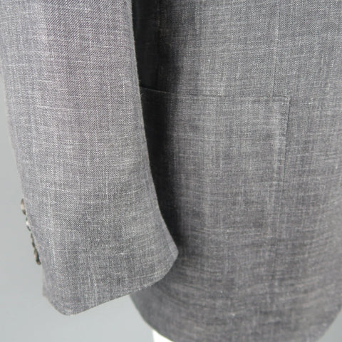 CANALI 42 Regular Gray Heather Wool / Silk / Linen Notch Lapel Sport Coat Jacket CANALI