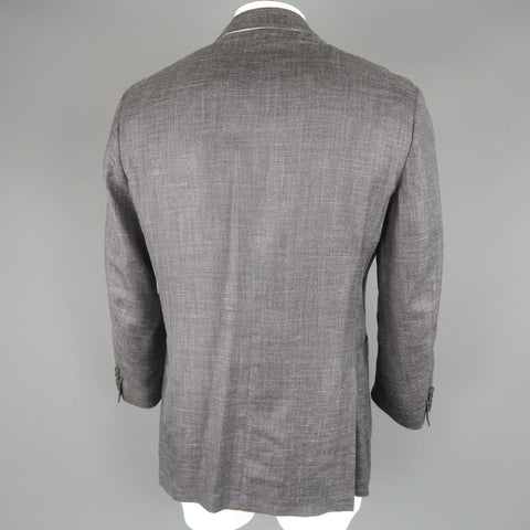 CANALI 42 Regular Gray Heather Wool / Silk / Linen Notch Lapel Sport Coat Jacket CANALI