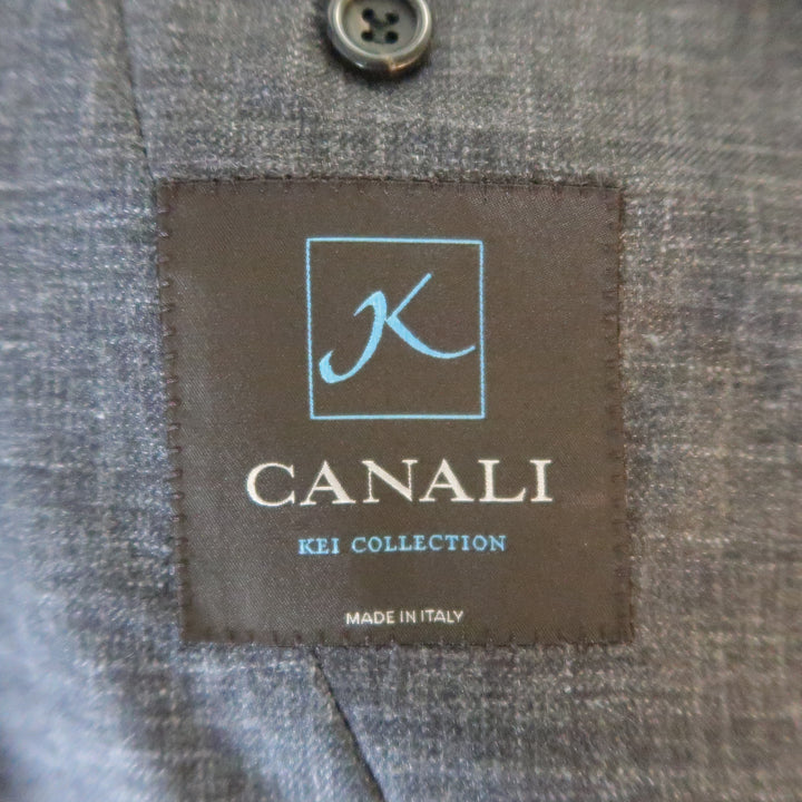 CANALI 42 Regular Gray Heather Wool / Silk / Linen Notch Lapel Sport Coat Jacket
