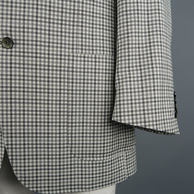CANALI Chest Size 42 Regular Checkered Grey Wool Notch Lapel Sport Coat