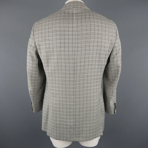 CANALI Chest Size 42 Regular Checkered Grey Wool Notch Lapel Sport Coat CANALI