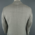 CANALI Chest Size 42 Regular Checkered Grey Wool Notch Lapel Sport Coat CANALI