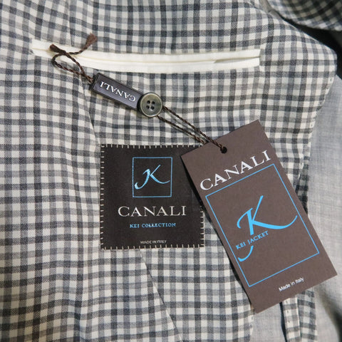 CANALI Chest Size 42 Regular Checkered Grey Wool Notch Lapel Sport Coat CANALI