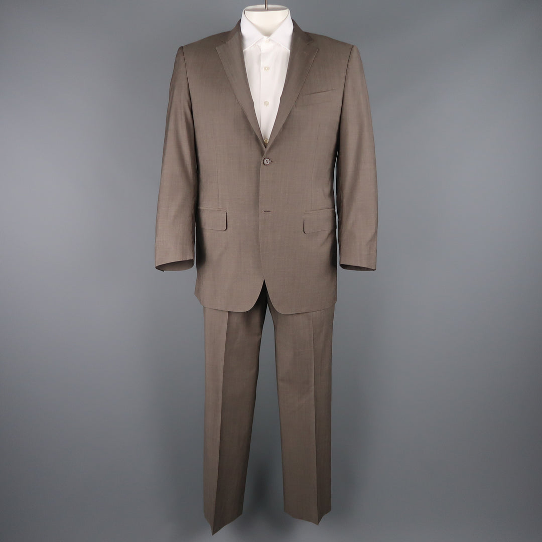 CANALI 42 Regular Taupe Wool Notch Lapel 2 Button Single Breasted  Suit