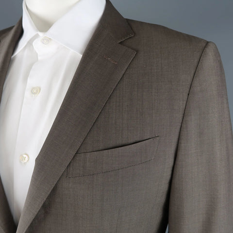 CANALI 42 Regular Taupe Wool Notch Lapel 2 Button Single Breasted  Suit CANALI