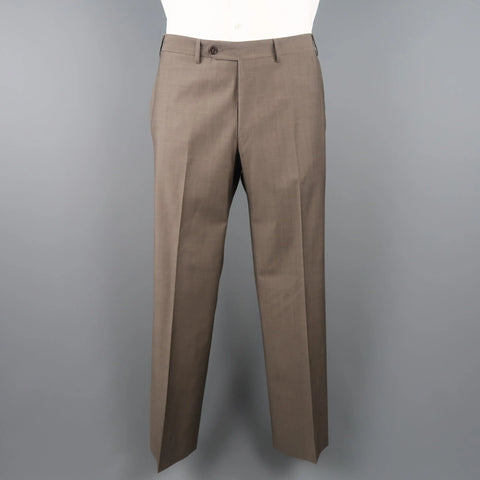 CANALI 42 Regular Taupe Wool Notch Lapel 2 Button Single Breasted  Suit CANALI