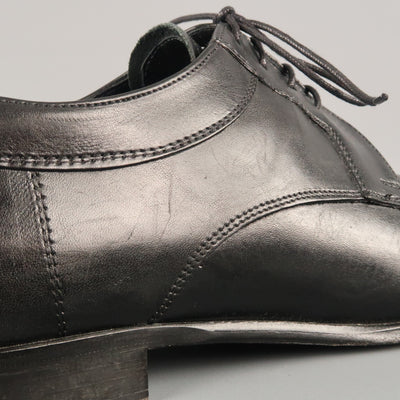 CANALI Size 13 Black Leather Lace Up Shoes