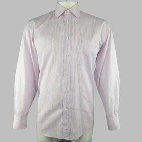 CANALI Size L Pink & Blue Stripe Cotton Long Sleeve Shirt CANALI