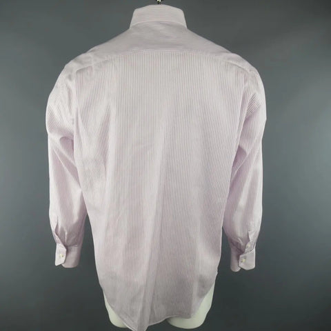 CANALI Size L Pink & Blue Stripe Cotton Long Sleeve Shirt CANALI