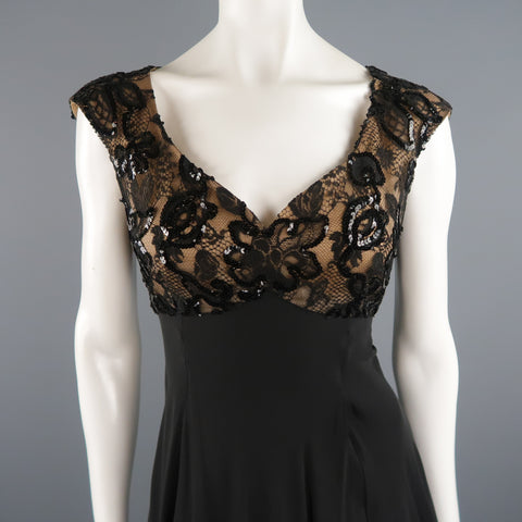 CANDICE FRAIBERGER 4 Black Sequin Lace Top Asymmetrical Skirt Cocktail Dress
