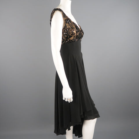 CANDICE FRAIBERGER 4 Black Sequin Lace Top Asymmetrical Skirt Cocktail Dress