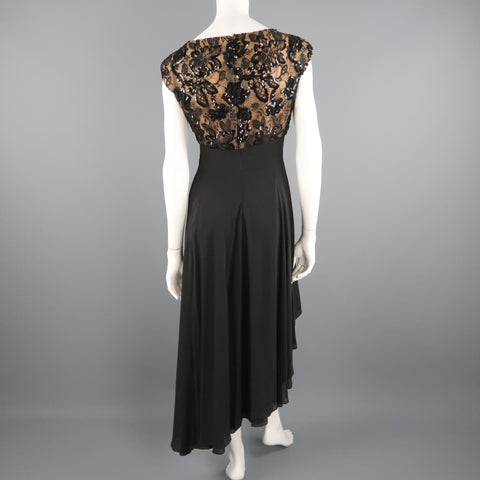 CANDICE FRAIBERGER 4 Black Sequin Lace Top Asymmetrical Skirt Cocktail Dress