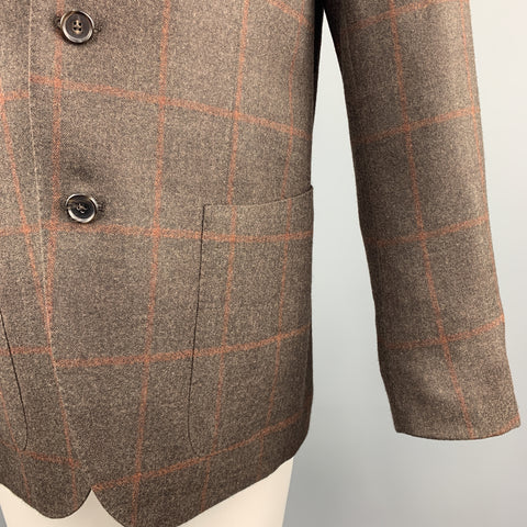 CARUSO 40 R Brown Wool / Silk / Cashmere Notch Lapel Sport Coat