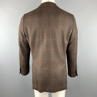 CARUSO 40 R Brown Wool / Silk / Cashmere Notch Lapel Sport Coat