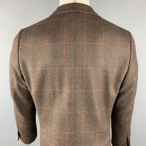 CARUSO 40 R Brown Wool / Silk / Cashmere Notch Lapel Sport Coat